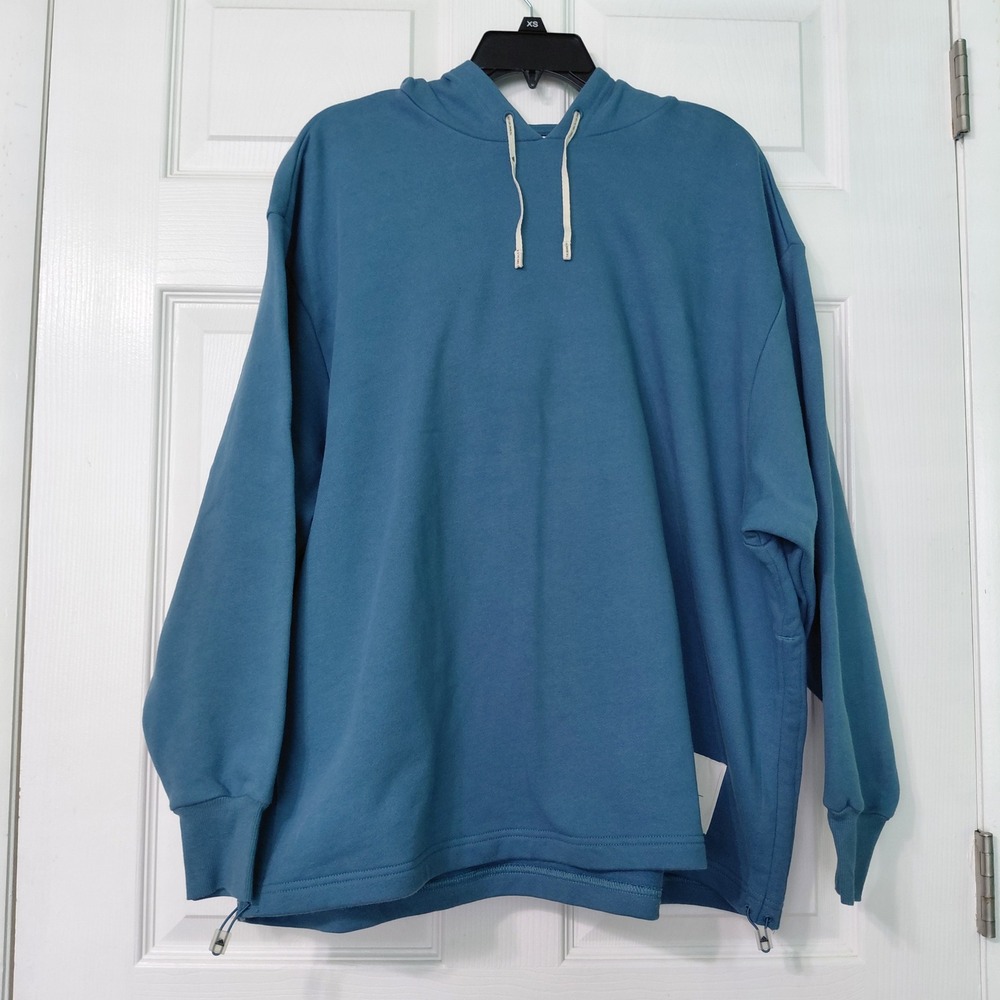 Adidas Three Stripe Life Blue Hoodie Sweatshirt H64952 Mens XS Oversized